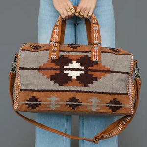 Southwestern Duffle - Rust, Grey, & Brown