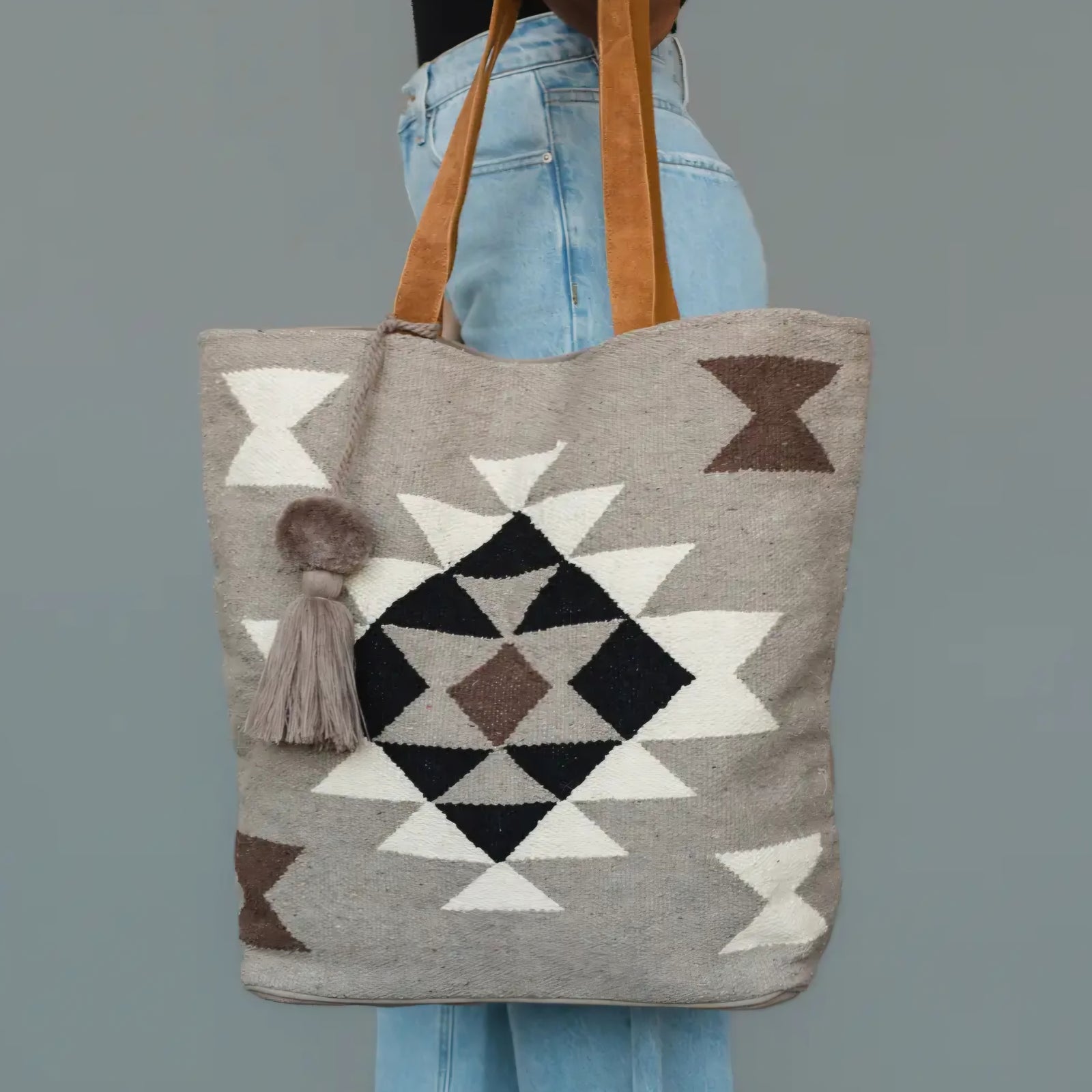 Southwestern Tote - Taupe, Cream, Brown & Black