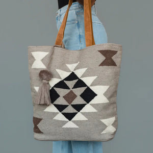 Southwestern Tote - Taupe, Cream, Brown & Black