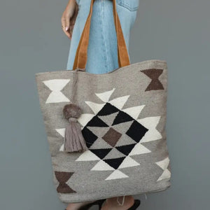 Southwestern Tote - Taupe, Cream, Brown & Black