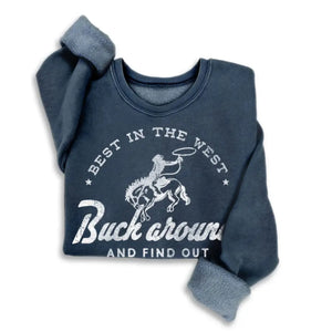 "Best in the West" - Mineral Wash Sweatshirt - Navy