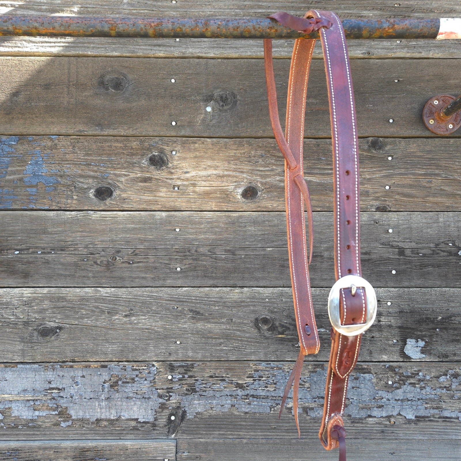 Headstall - 1" Slip Ear Old World Harness Leather Headstall with Cowboy Knots
