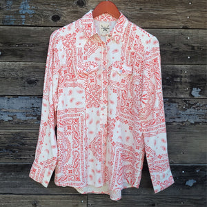 Cotton and Rye - Women's Pink Bandana Print Blouse