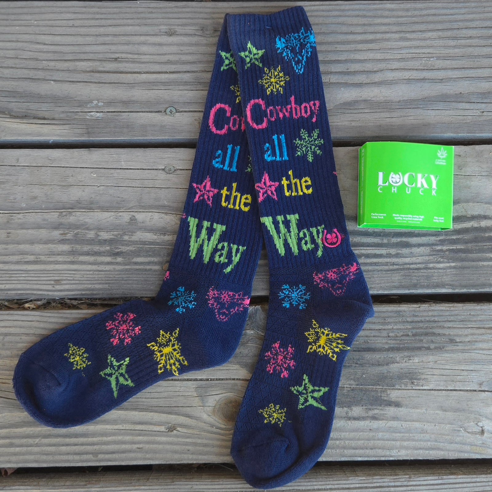 Lucky Chuck Socks - Christmas Cowboy All The Way