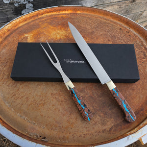 Santa Fe Stoneworks - Carving Set - Turquoise Veined