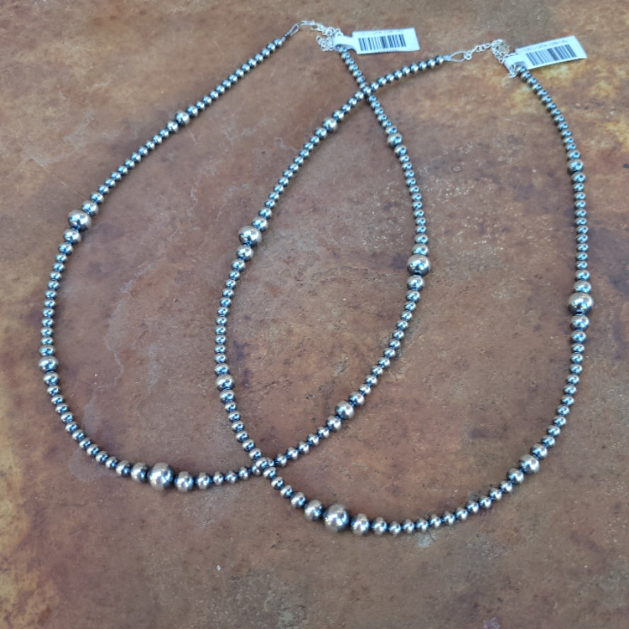 Sterling Silver Navajo Style Pearls 18"