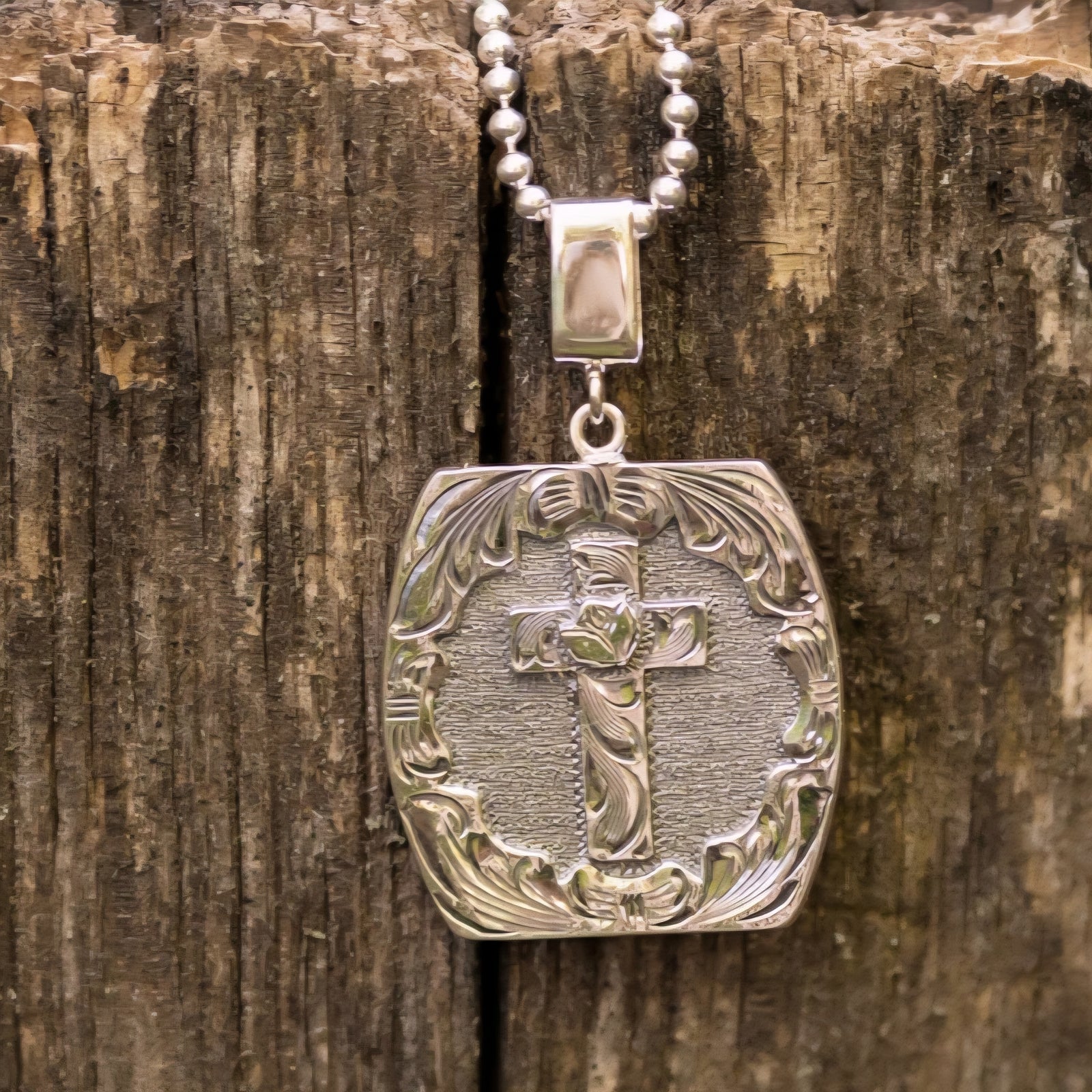 Vogt - Silver Rose Blossom Cross Necklace