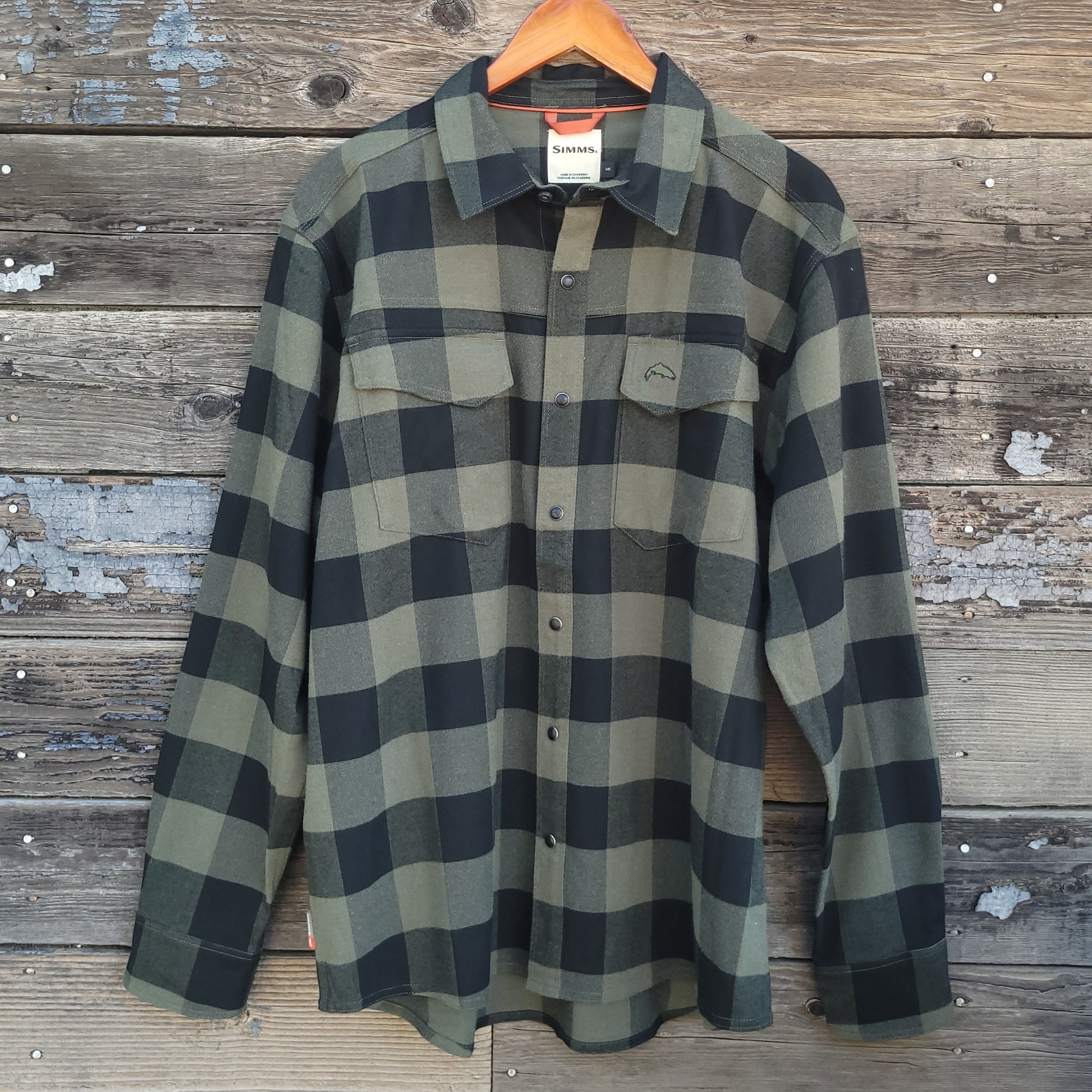 Simms - Gallatin Flannel Long Sleeved Snap Shirt - Olive Loden Buffalo Check