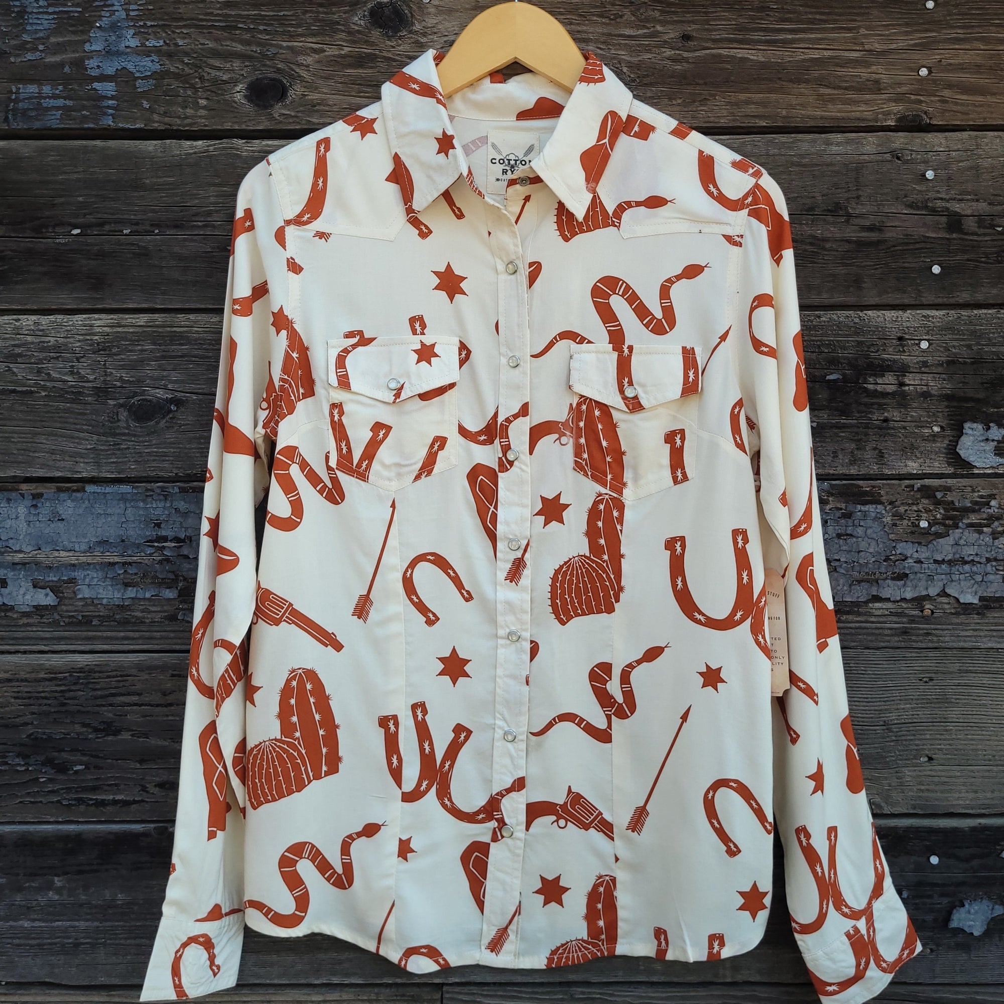 Cotton and Rye - Cream and Rust Western Print Blouse