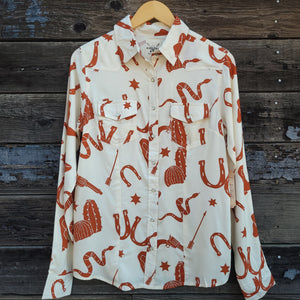 Cotton and Rye - Cream and Rust Western Print Blouse