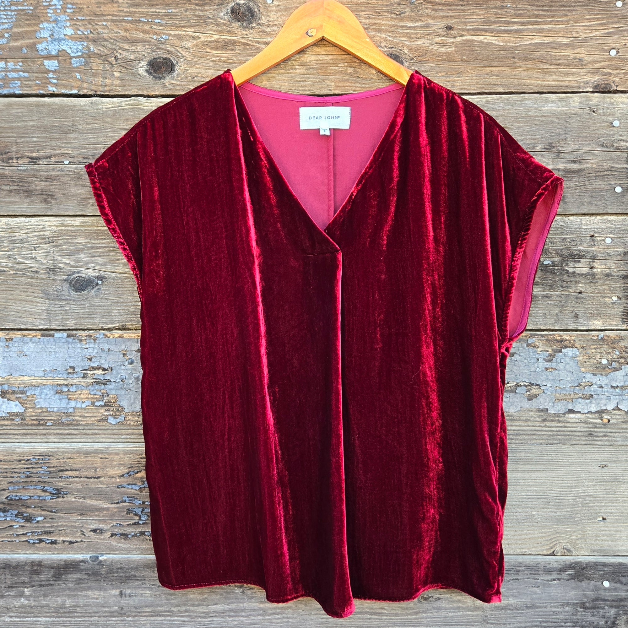 Dear John - Kristen Velvet Top - Beaujolais Burgundy