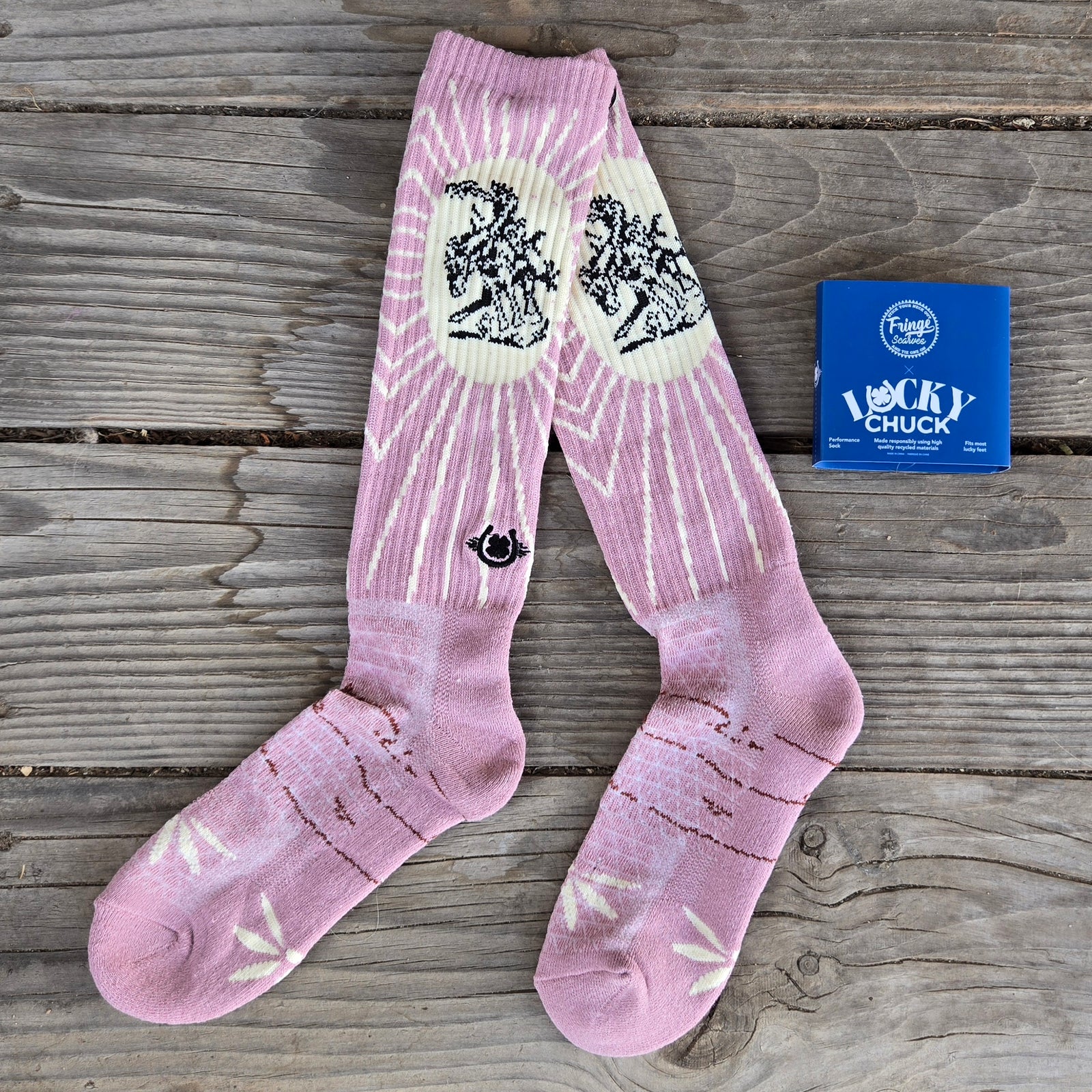 Lucky Chuck Socks - Fringe Bronco - Light Pink and Cream