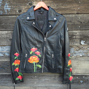 Poppy Leather Moto Jacket - Black