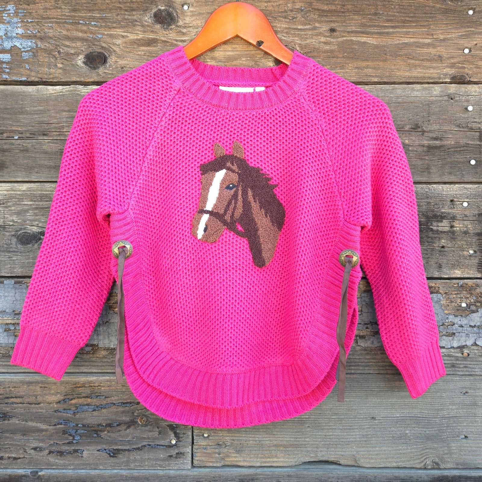 Cotton and Rye - Girl's Horse Head Sweater - Pink