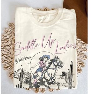 "Saddle Up Ladies" Women's Mineral Wash T-shirt