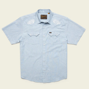 Howler Brothers - Crosscut Men's Short Sleeve Snap Shirt - Faded Blue Microstripe