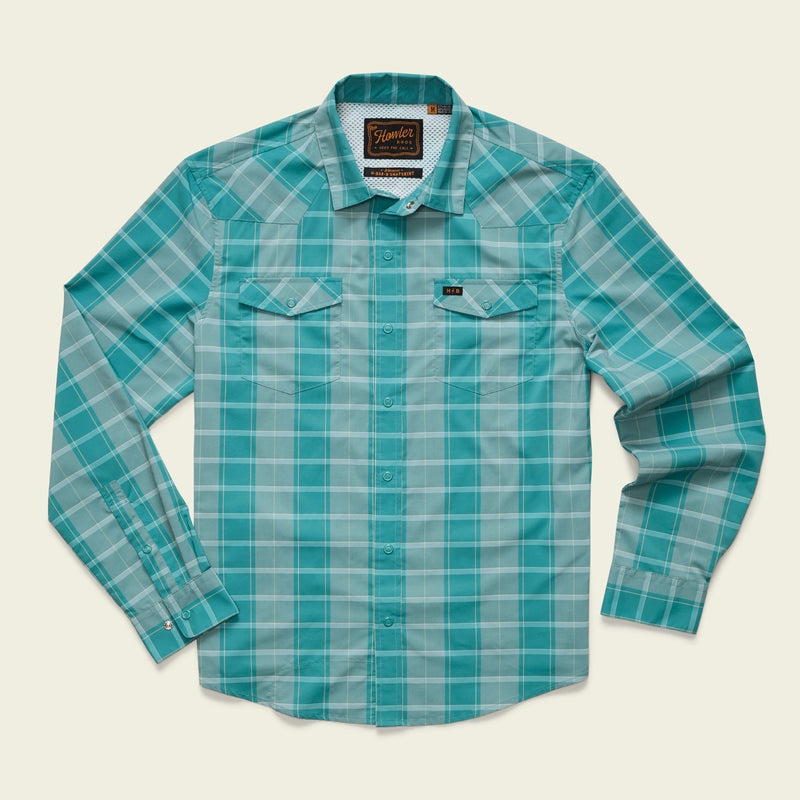 Howler Brothers - H Bar B Tech Long Sleeve Snap Shirt - Teal Plaid