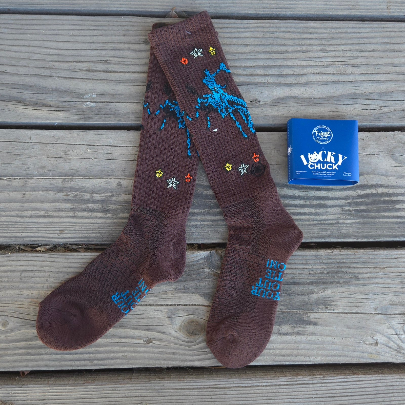 Lucky Chuck Socks - Fringe Long Live Cowgirls - Brown