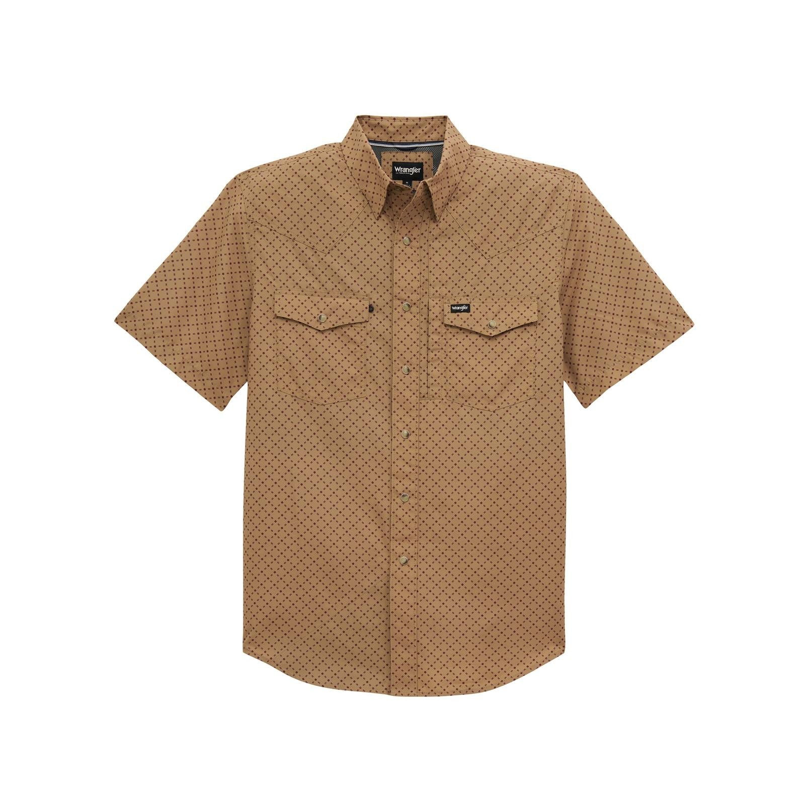 Wrangler ATG Short Sleeve Shirt - Tan Print