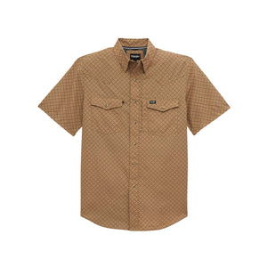 Wrangler ATG Short Sleeve Shirt - Tan Print