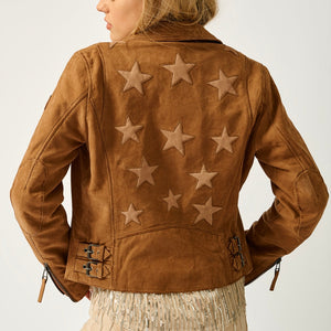 Star Spangled Leather Jacket - Cognac Nubuck