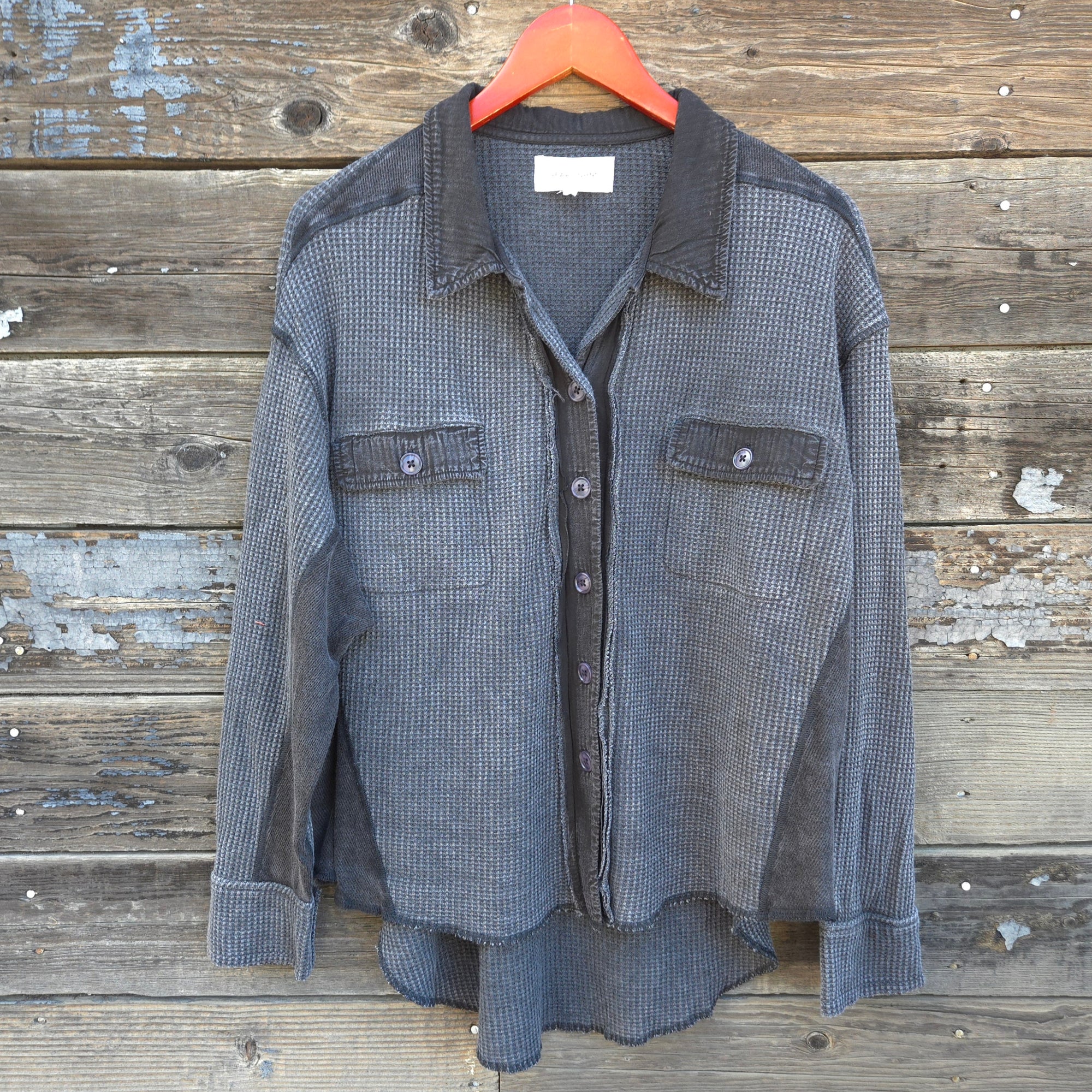 Dear John Denim - Foster Thermal Button Up Top - Charcoal