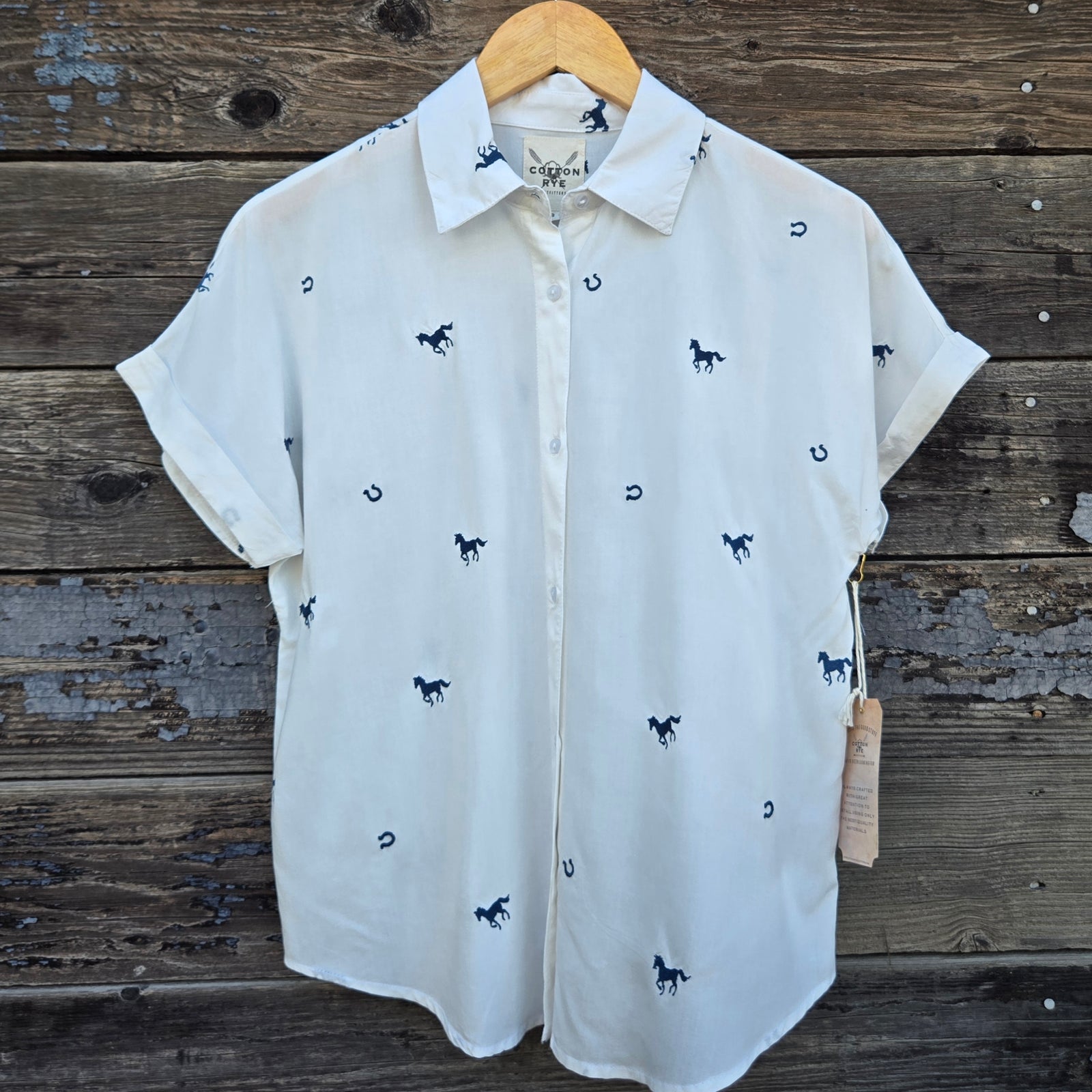 Cotton and Rye - Wild and Lucky Horses and Horseshoes - Blue