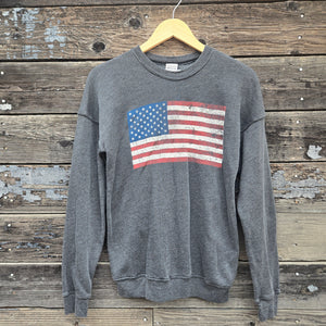 "Americana Flag" - Mineral Wash Sweatshirt - Vintage Black