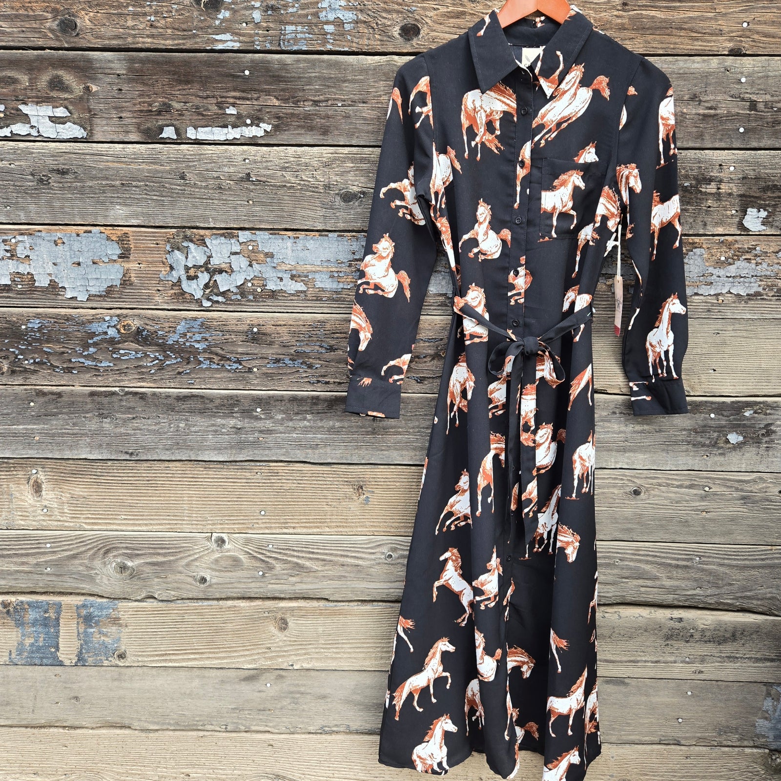 Cotton and Rye - Black Horse Print Dress