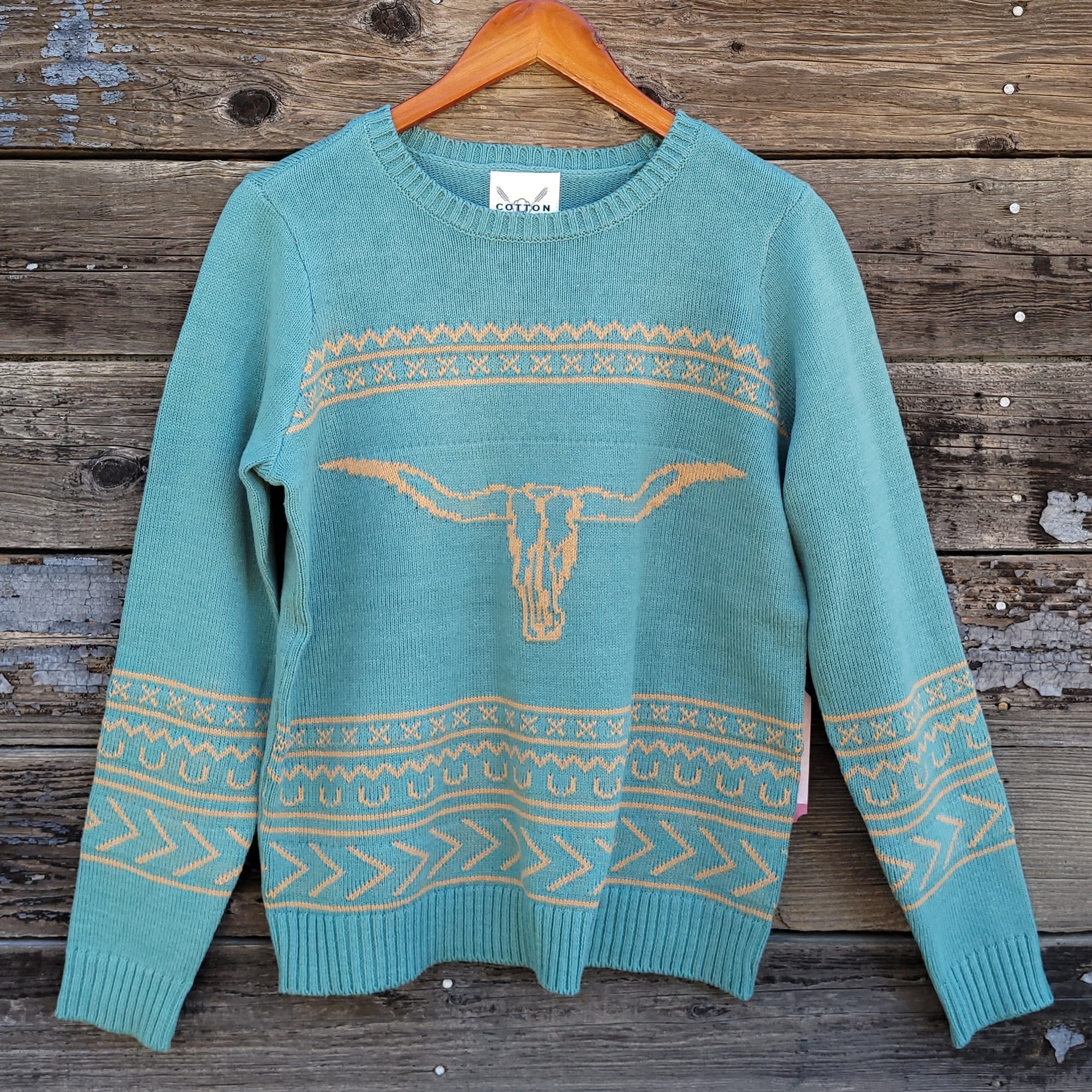 Cotton and Rye - Longhorn Sweater - Aqua