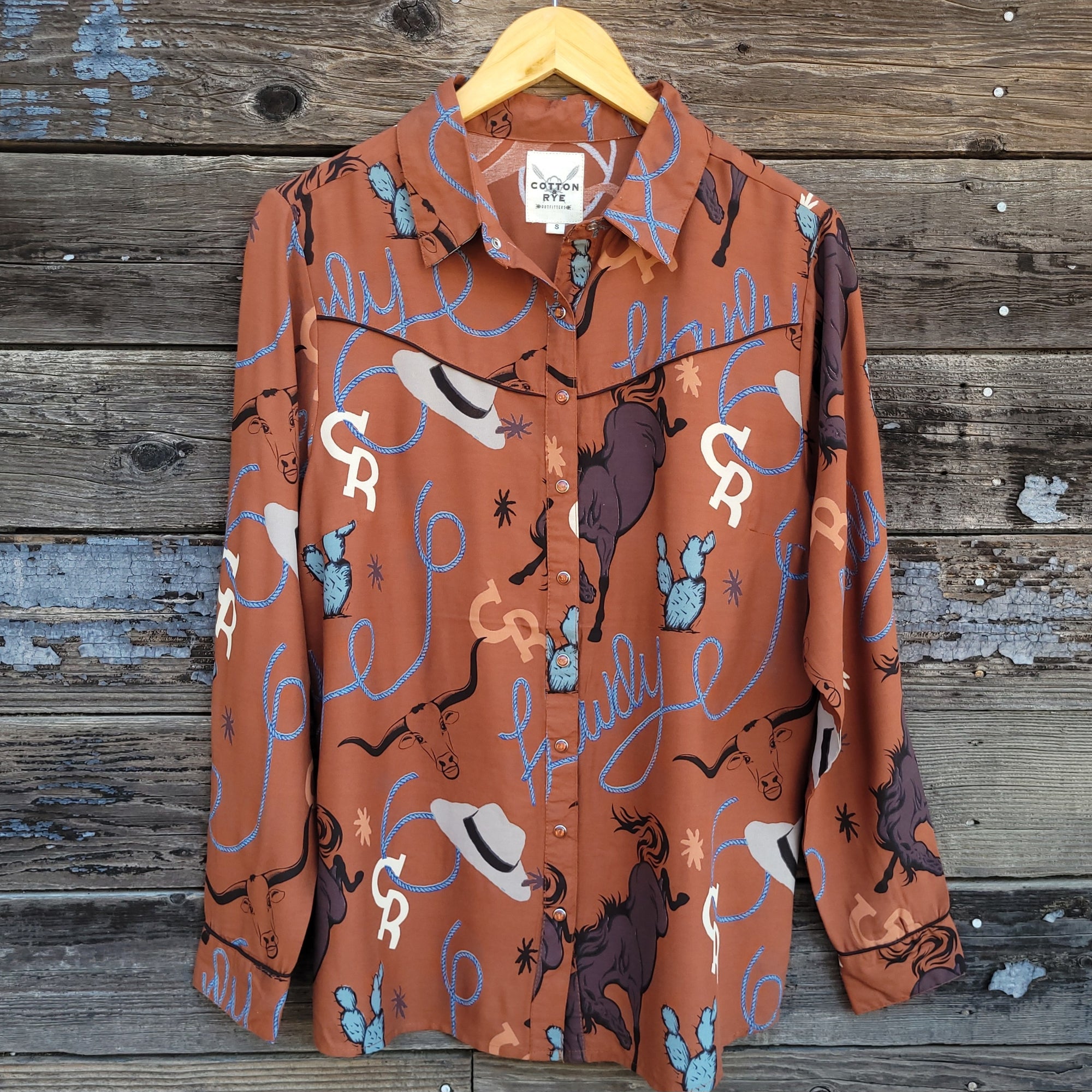 Cotton and Rye - Brown Western Print Blouse