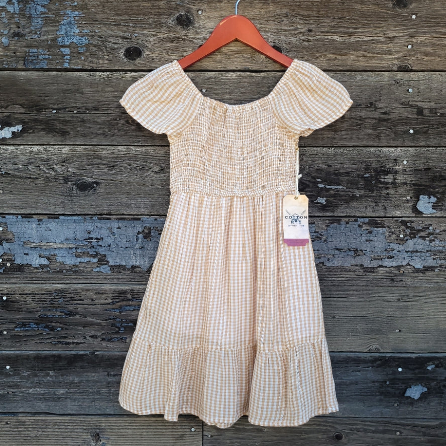Cotton and Rye - Girl's Tan Gingham Dress