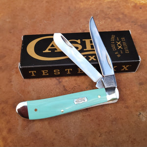 Case Knife - 18101  Mini Trapper Seafoam Green G-10 18101 Stainless Steel Pocket Knife