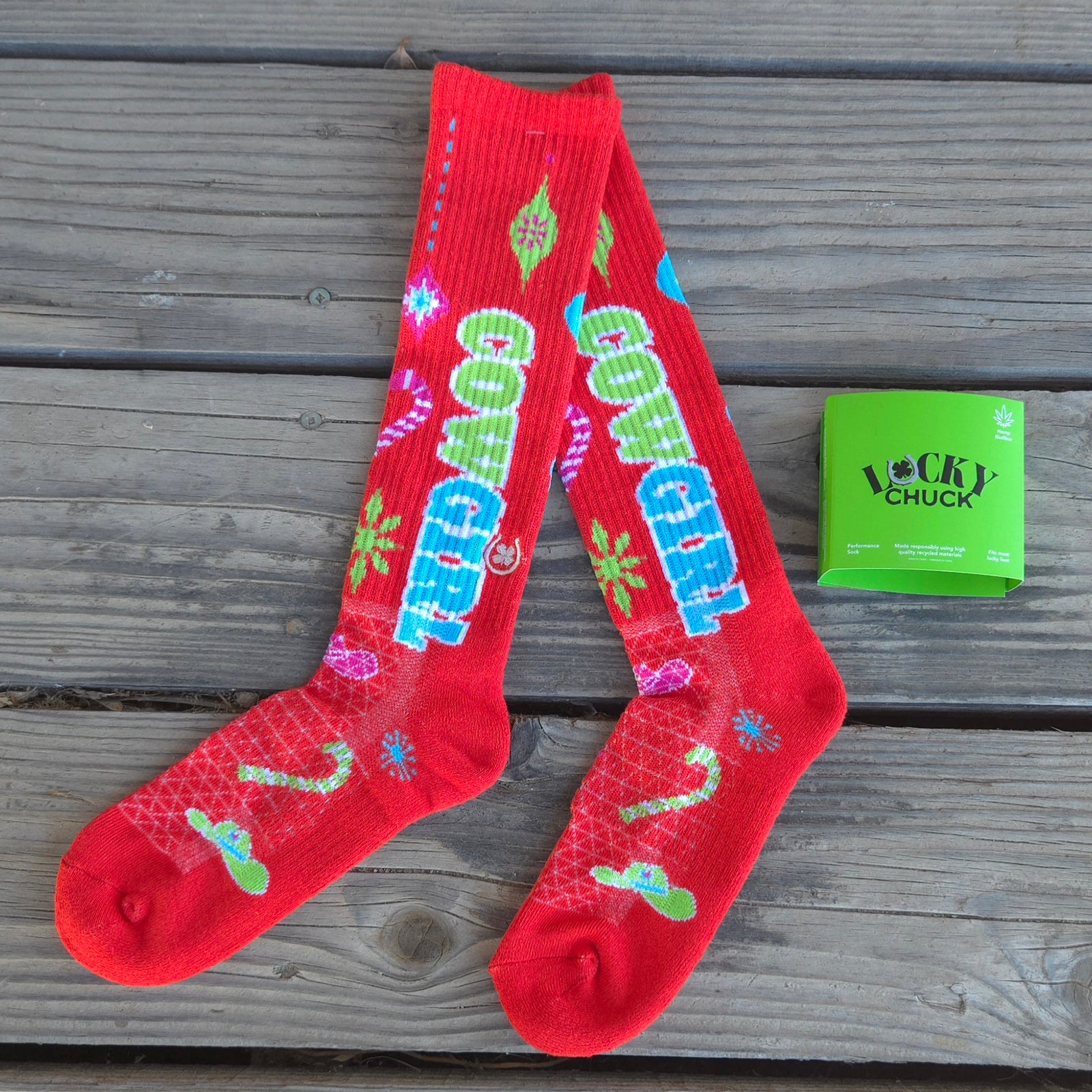 Lucky Chuck Socks - Cowgirl Christmas - Red