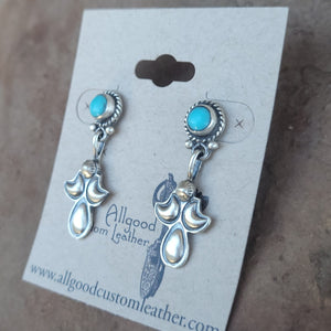 Turquoise and Satin Silver Dangle Earrings