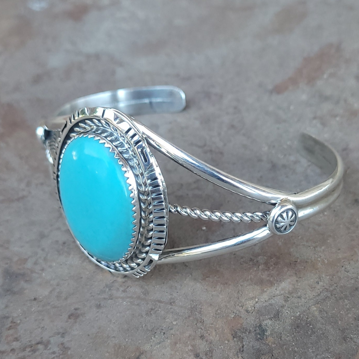 Sonoran Turquoise Single Stone Cuff Bracelet