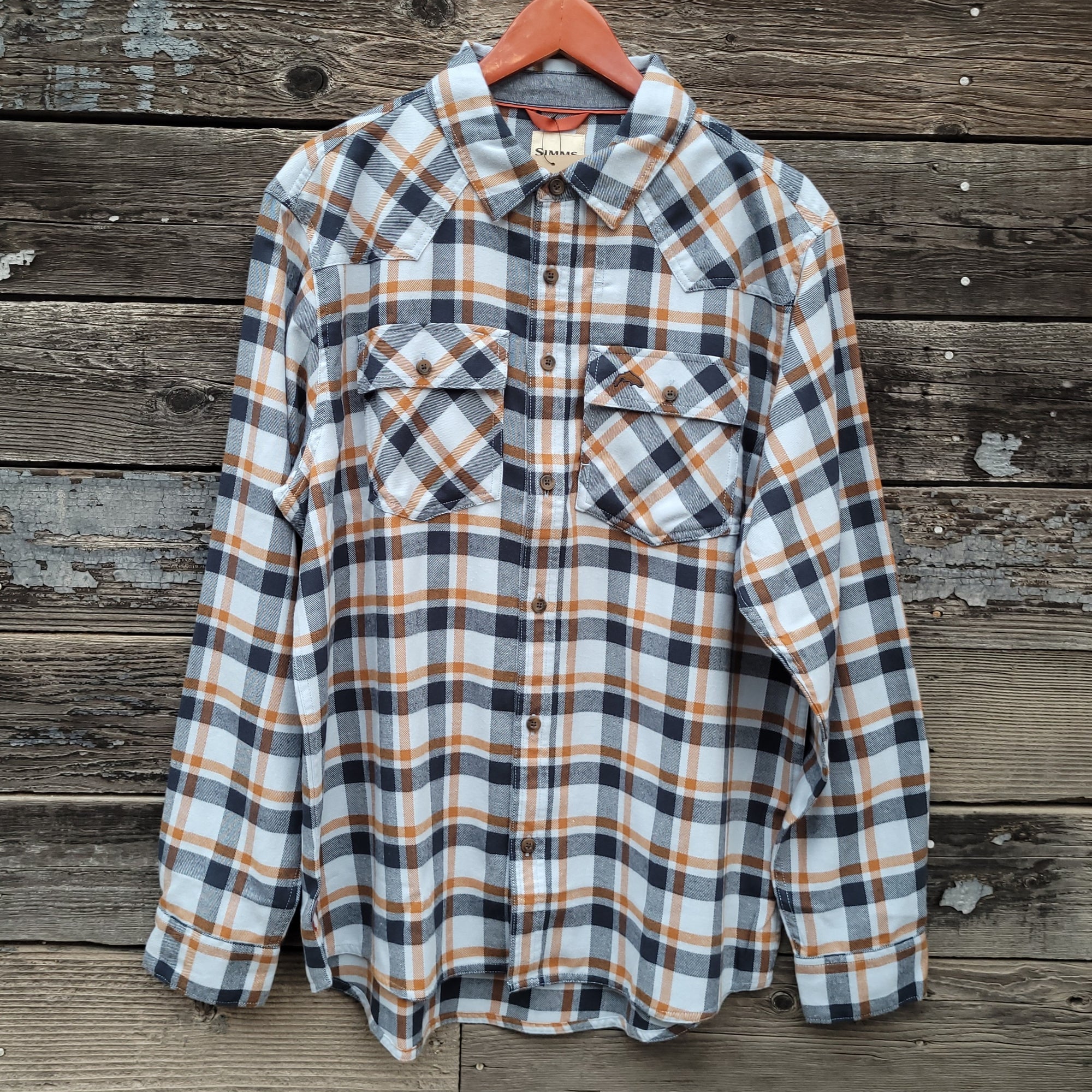 Simms - Santee Flannel - Steel Blue Shadow Box Plaid