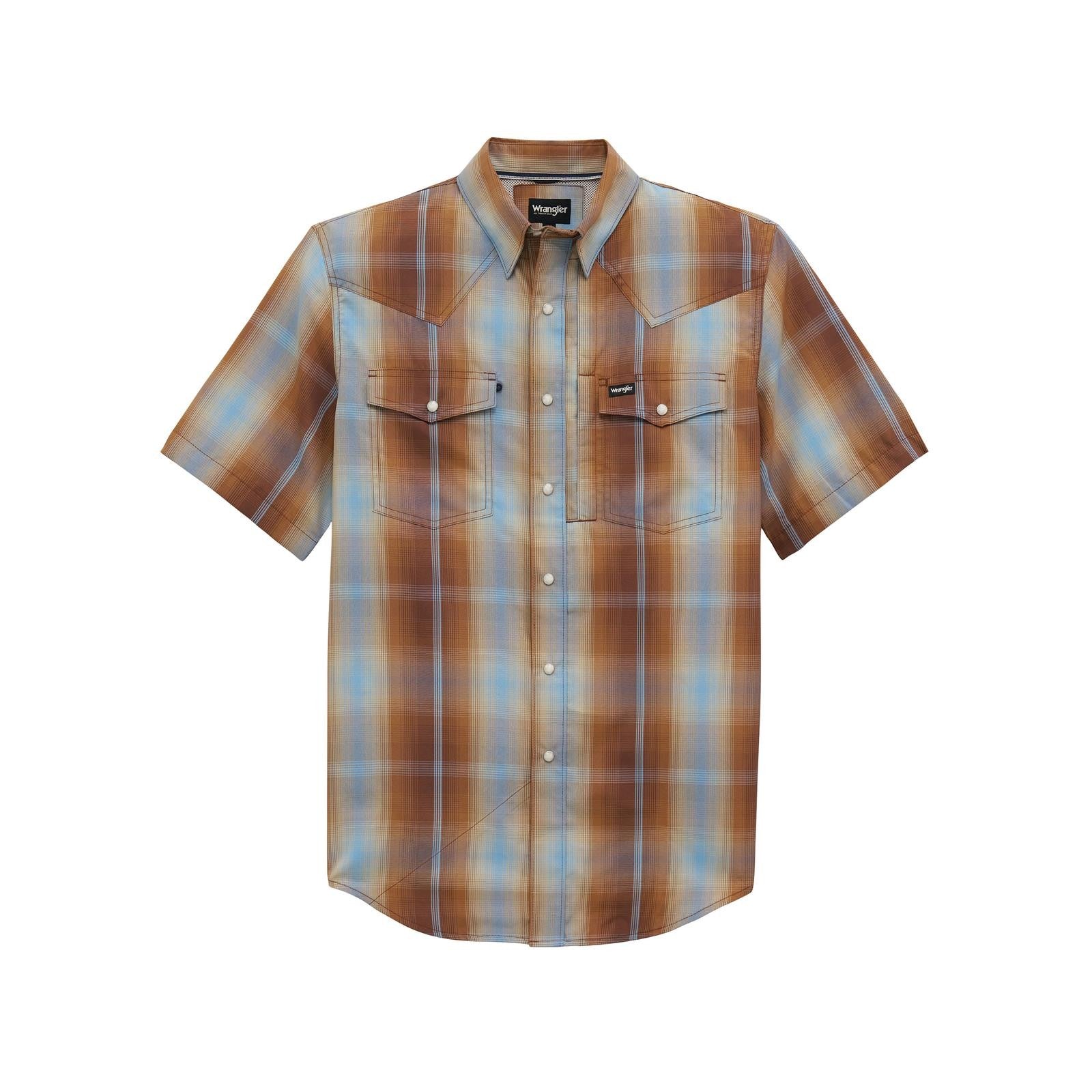 Wrangler ATG Short Sleeve Shirt - Sepia Ombre Plaid