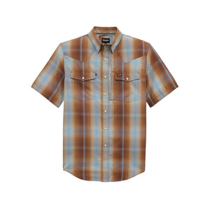Wrangler ATG Short Sleeve Shirt - Sepia Ombre Plaid