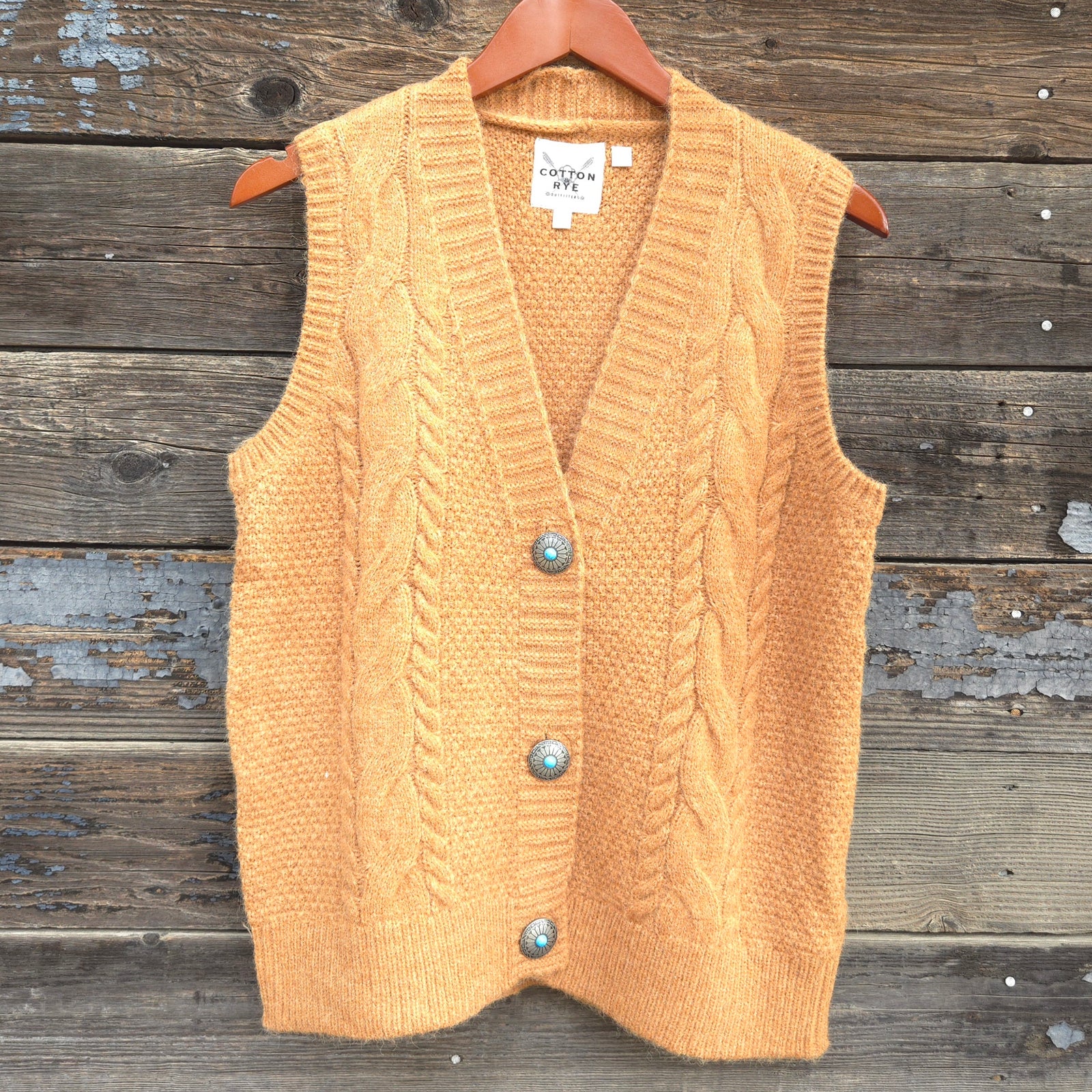 Cotton and Rye - Brown Cable Knit Sweater Vest