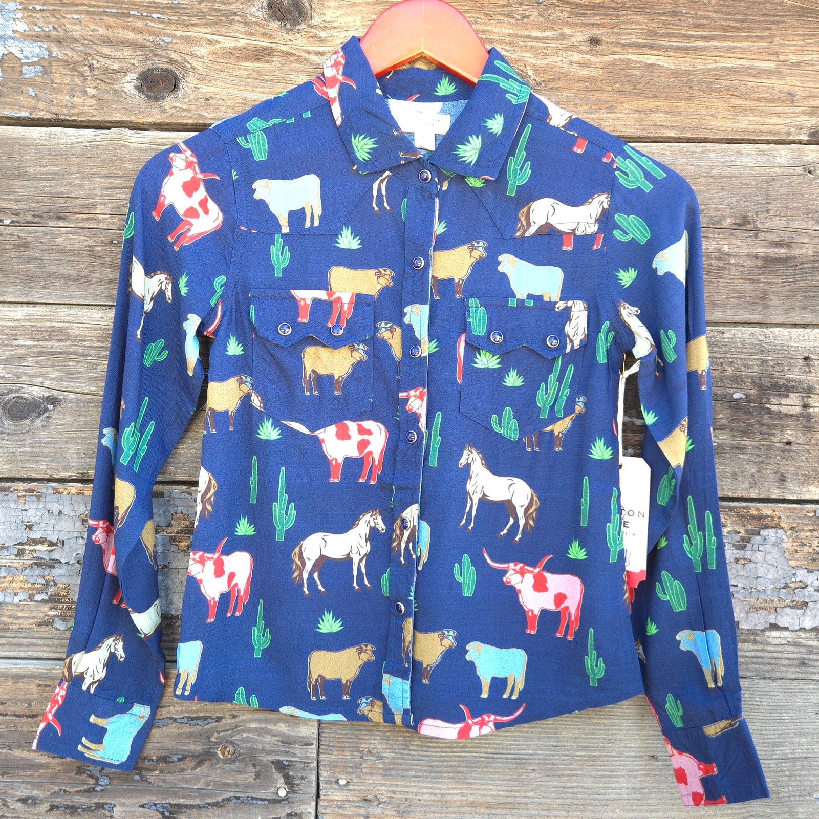 Cotton and Rye - Girl's Navy Cactus Ranch Blouse