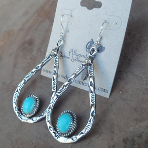 Sterling and Turquoise Teardrop Dangle Earrings