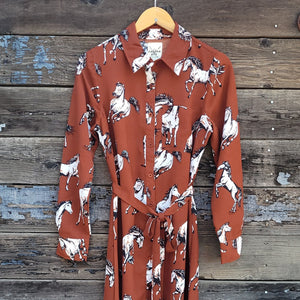 Cotton and Rye - Brown Horse Print Dress