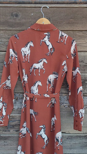 Cotton and Rye - Brown Horse Print Dress