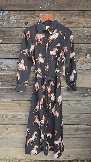 Cotton and Rye - Black Horse Print Dress