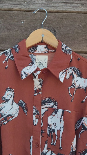 Cotton and Rye - Brown Horse Print Dress