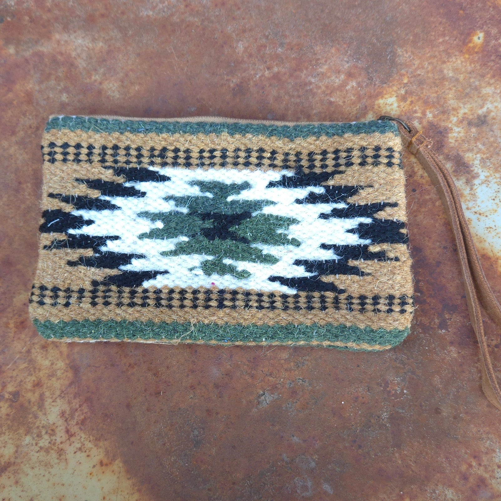 Southwestern Wristlet Clutch - Brown, Black, & Green