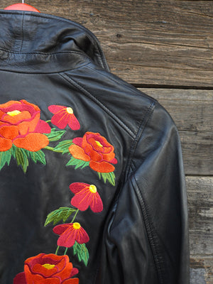 Poppy Leather Moto Jacket - Black