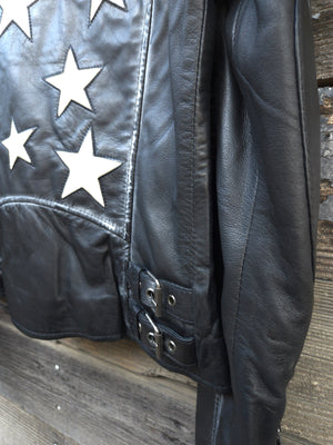 Star Spangled Leather Jacket - Vintage Black