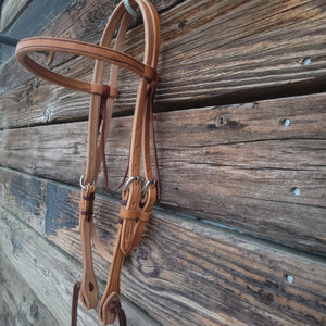 Headstall - 5/8 Harness Leather Browband with Cowboy Knot Ends